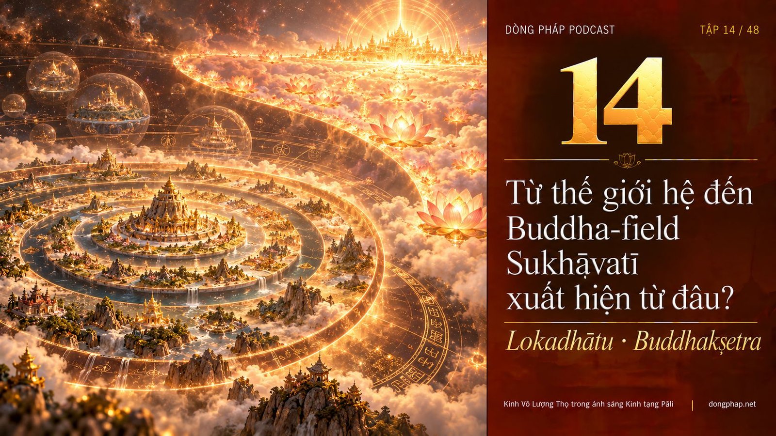 Ảnh bìa Tập 14: Từ thế giới hệ đến Buddha-field: Sukhāvatī xuất hiện từ đâu? — Dòng Pháp Podcast