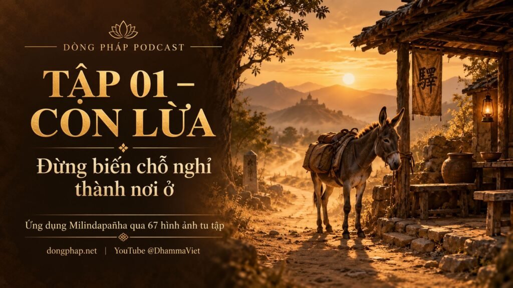 Ảnh bìa Tập 01 – Con lừa: đừng biến chỗ nghỉ thành nơi ở | Ứng dụng Milindapañha qua 67 hình ảnh tu tập – Dòng Pháp Podcast