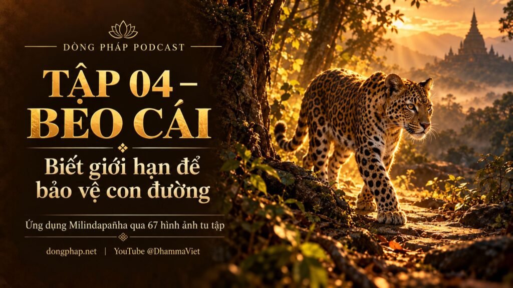 Ảnh bìa Tập 04 – Beo cái: biết giới hạn để bảo vệ con đường | Ứng dụng Milindapañha qua 67 hình ảnh tu tập – Dòng Pháp Podcast