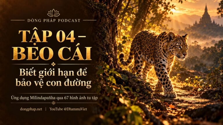 Ảnh bìa Tập 04 – Beo cái: biết giới hạn để bảo vệ con đường | Ứng dụng Milindapañha qua 67 hình ảnh tu tập – Dòng Pháp Podcast