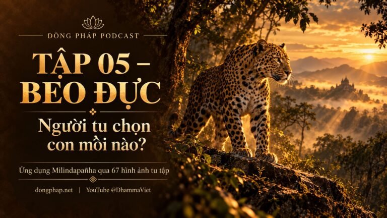 Ảnh bìa Tập 05 – Beo đực: người tu chọn “con mồi” nào? | Ứng dụng Milindapañha qua 67 hình ảnh tu tập – Dòng Pháp Podcast