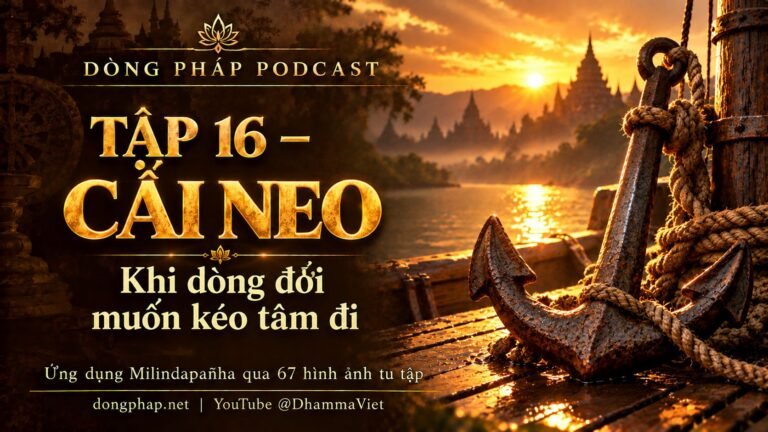 Ảnh bìa Tập 16 – Cái neo: khi dòng đời muốn kéo tâm đi | Ứng dụng Milindapañha qua 67 hình ảnh tu tập – Dòng Pháp Podcast