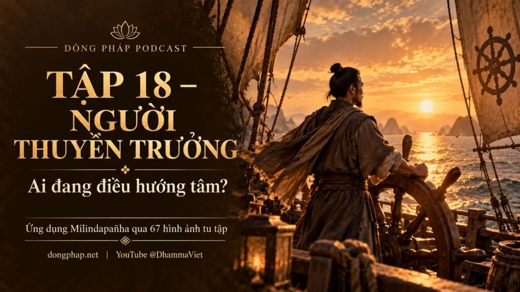 Ảnh bìa Tập 18 – Người thuyền trưởng: ai đang điều hướng tâm? | Ứng dụng Milindapañha qua 67 hình ảnh tu tập – Dòng Pháp Podcast
