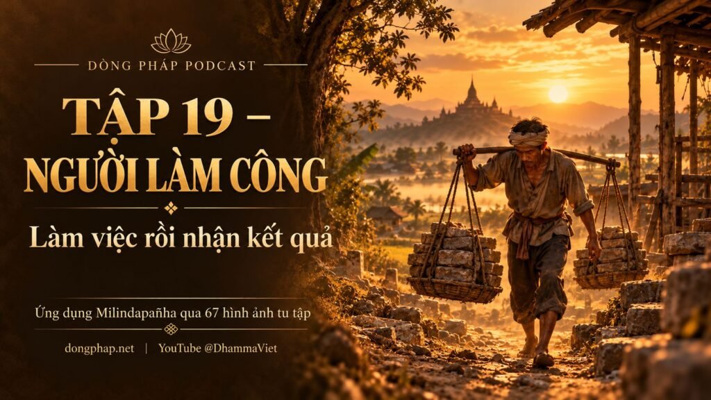 Ảnh bìa Tập 19 – Người làm công: làm việc rồi nhận kết quả | Ứng dụng Milindapañha qua 67 hình ảnh tu tập – Dòng Pháp Podcast