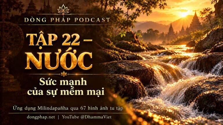 Ảnh bìa Tập 22 – Nước: sức mạnh của sự mềm mại | Ứng dụng Milindapañha qua 67 hình ảnh tu tập – Dòng Pháp Podcast