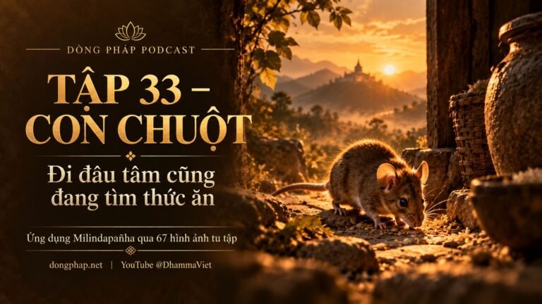 Ảnh bìa Tập 33 – Con chuột: đi đâu tâm cũng đang tìm thức ăn | Ứng dụng Milindapañha qua 67 hình ảnh tu tập – Dòng Pháp Podcast
