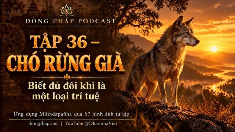 Ảnh bìa Tập 36 – Chó rừng già: biết đủ đôi khi là một loại trí tuệ | Ứng dụng Milindapañha qua 67 hình ảnh tu tập – Dòng Pháp Podcast