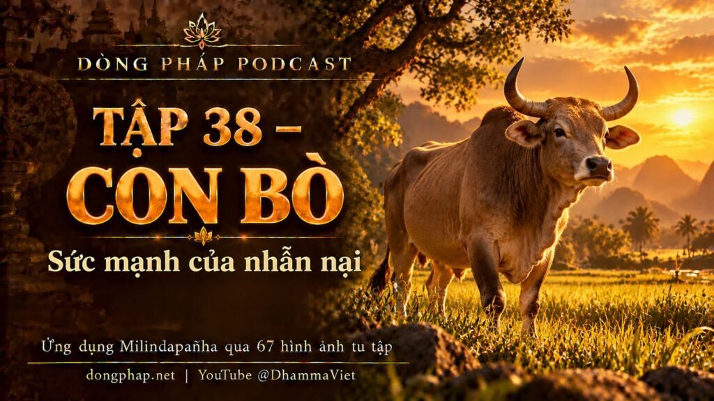 Ảnh bìa Tập 38 – Con bò: sức mạnh của nhẫn nại | Ứng dụng Milindapañha qua 67 hình ảnh tu tập – Dòng Pháp Podcast