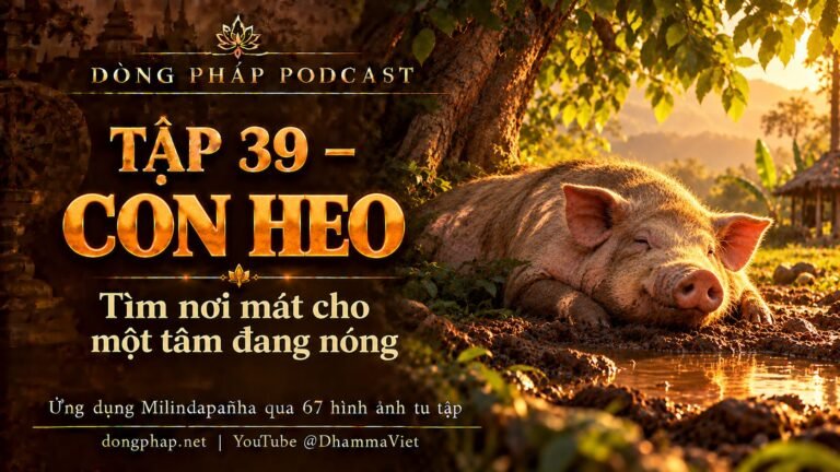 Ảnh bìa Tập 39 – Con heo: tìm nơi mát cho một tâm đang nóng | Ứng dụng Milindapañha qua 67 hình ảnh tu tập – Dòng Pháp Podcast