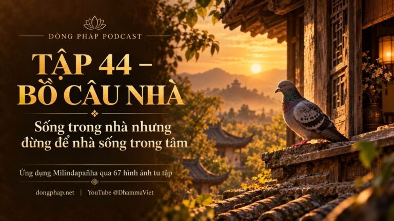 Ảnh bìa Tập 44 – Bồ câu nhà: sống trong nhà nhưng đừng để nhà sống trong tâm | Ứng dụng Milindapañha qua 67 hình ảnh tu tập – Dòng Pháp Podcast