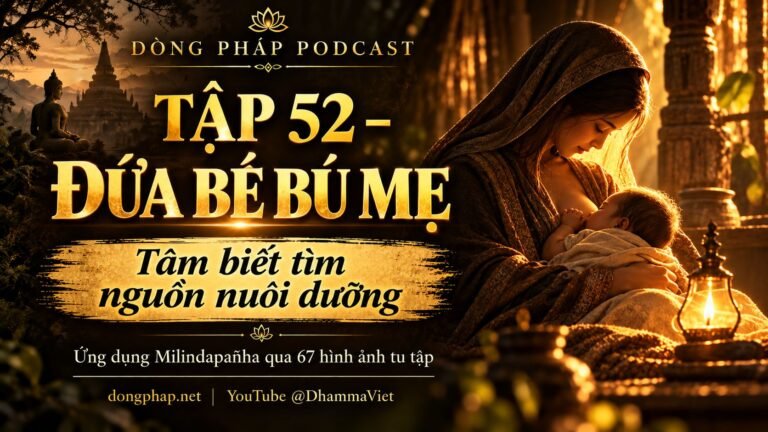 Ảnh bìa Tập 52 – Đứa bé bú mẹ: tâm biết tìm nguồn nuôi dưỡng | Ứng dụng Milindapañha qua 67 hình ảnh tu tập – Dòng Pháp Podcast