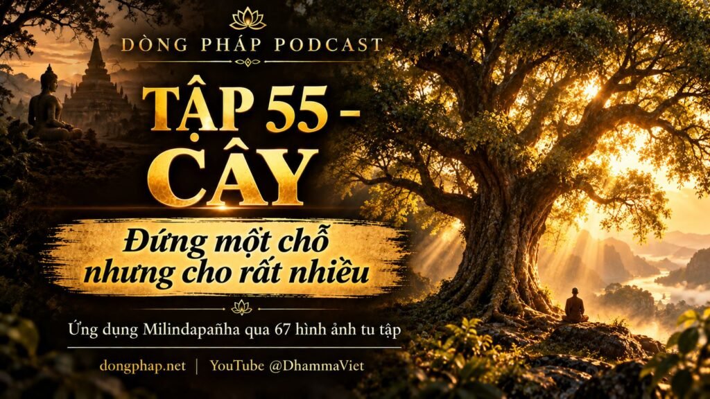 Ảnh bìa Tập 55 – Cây: đứng một chỗ nhưng cho rất nhiều | Ứng dụng Milindapañha qua 67 hình ảnh tu tập – Dòng Pháp Podcast