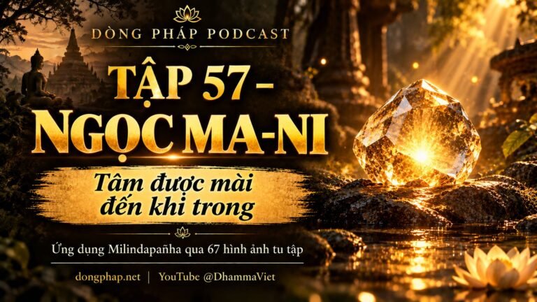 Ảnh bìa Tập 57 – Ngọc ma-ni: tâm được mài đến khi trong | Ứng dụng Milindapañha qua 67 hình ảnh tu tập – Dòng Pháp Podcast