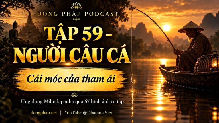 Ảnh bìa Tập 59 – Người câu cá: cái móc của tham ái | Ứng dụng Milindapañha qua 67 hình ảnh tu tập – Dòng Pháp Podcast