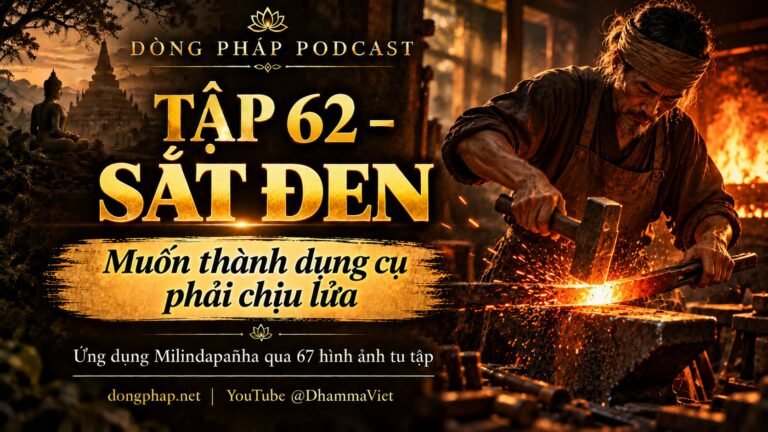 Ảnh bìa Tập 62 – Sắt đen: muốn thành dụng cụ phải chịu lửa | Ứng dụng Milindapañha qua 67 hình ảnh tu tập – Dòng Pháp Podcast