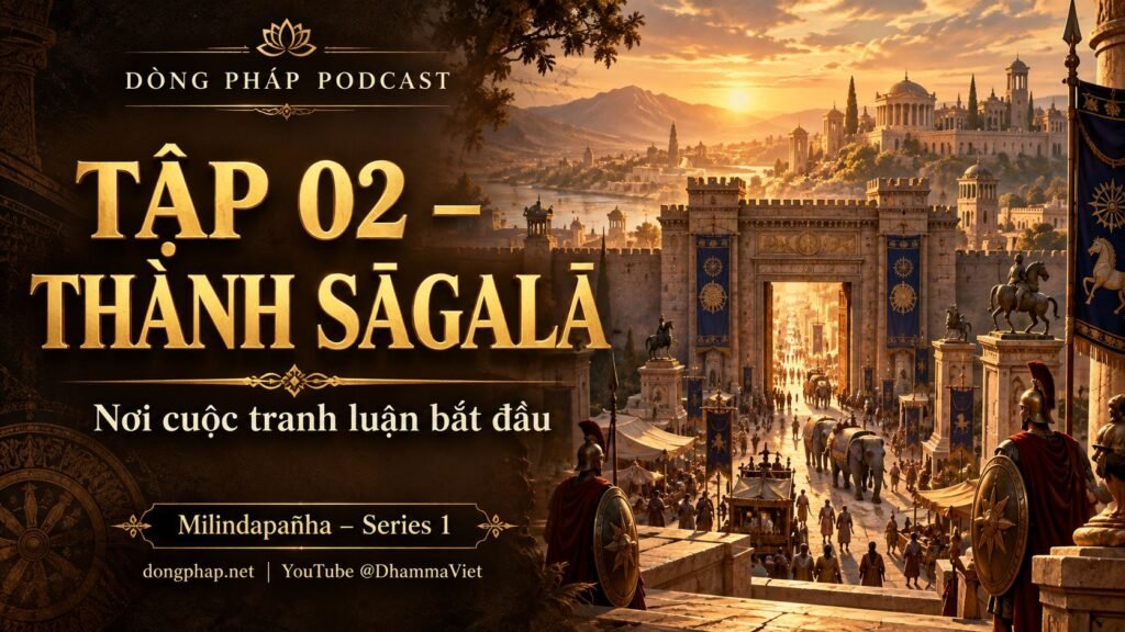 Ảnh bìa Tập 2 – Thành Sāgalā – nơi cuộc tranh luận bắt đầu | Milindapañha – Milinda Vấn Đạo – Dòng Pháp Podcast