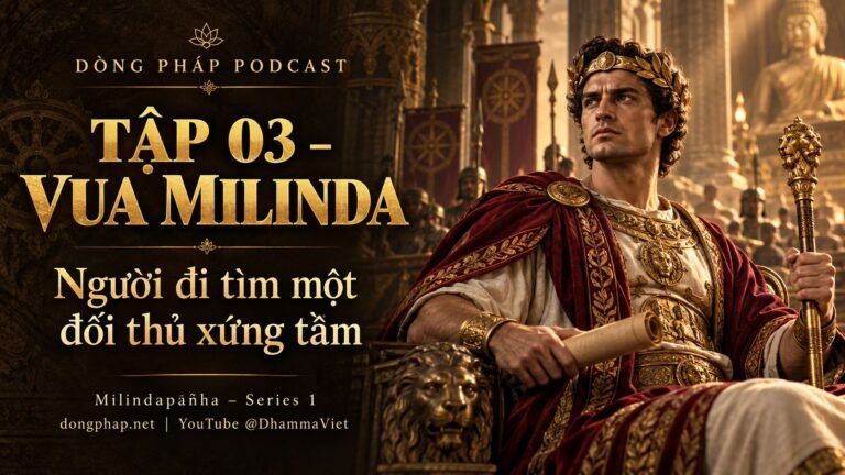 Ảnh bìa Tập 3 – Milinda – vị vua đi tìm người có thể trả lời mình | Milindapañha – Milinda Vấn Đạo – Dòng Pháp Podcast