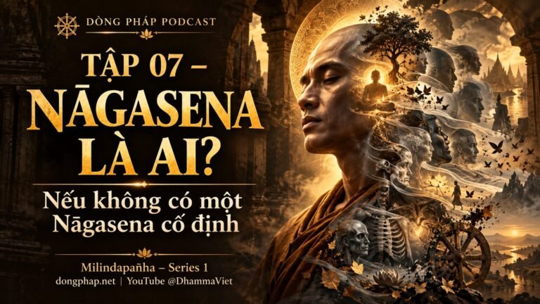 Ảnh bìa Tập 7 – Nāgasena là ai nếu không có một Nāgasena cố định? | Milindapañha – Milinda Vấn Đạo – Dòng Pháp Podcast