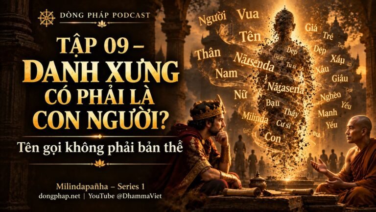 Ảnh bìa Tập 9 – Danh xưng có phải là con người? | Milindapañha – Milinda Vấn Đạo – Dòng Pháp Podcast