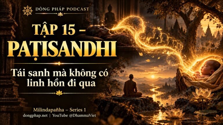 Ảnh bìa Tập 15 – Paṭisandhi – tái sanh mà không cần một linh hồn đi qua | Milindapañha – Milinda Vấn Đạo – Dòng Pháp Podcast