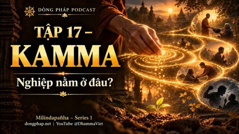 Ảnh bìa Tập 17 – Kamma – nghiệp nằm ở đâu? | Milindapañha – Milinda Vấn Đạo – Dòng Pháp Podcast