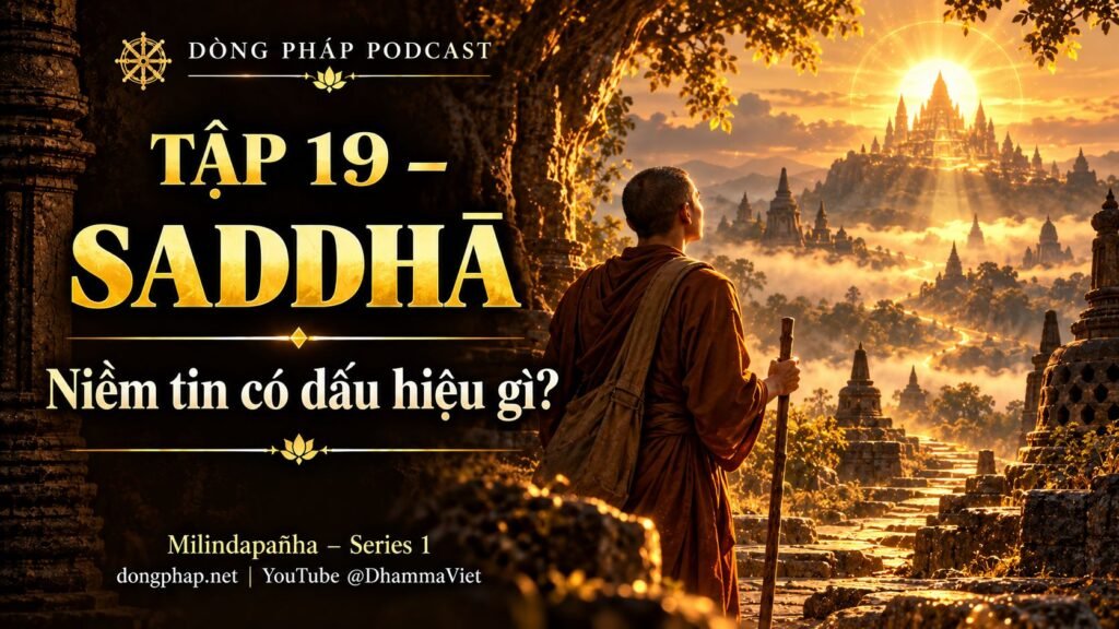 Ảnh bìa Tập 19 – Saddhā – niềm tin có dấu hiệu gì? | Milindapañha – Milinda Vấn Đạo – Dòng Pháp Podcast