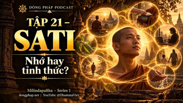 Ảnh bìa Tập 21 – Sati – nhớ hay tỉnh thức? | Milindapañha – Milinda Vấn Đạo – Dòng Pháp Podcast