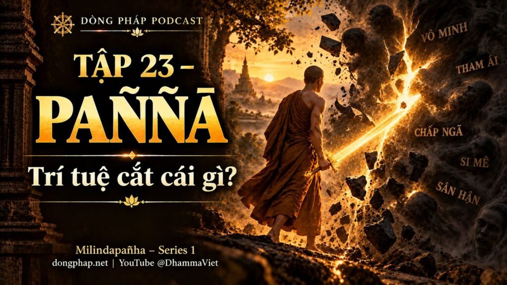 Ảnh bìa Tập 23 – Paññā – trí tuệ cắt cái gì? | Milindapañha – Milinda Vấn Đạo – Dòng Pháp Podcast