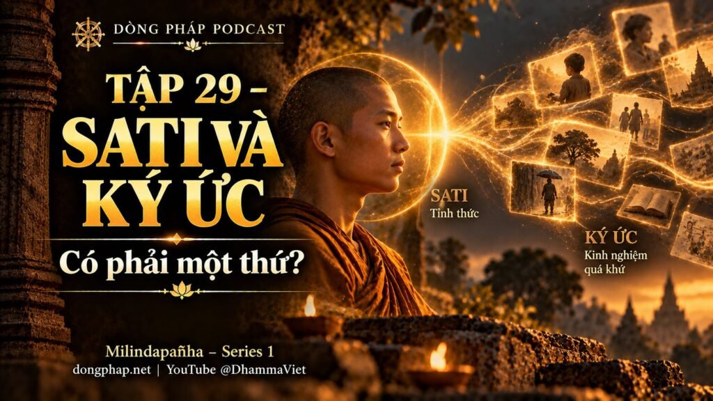 Ảnh bìa Tập 29 – Sati và ký ức có phải một thứ? | Milindapañha – Milinda Vấn Đạo – Dòng Pháp Podcast
