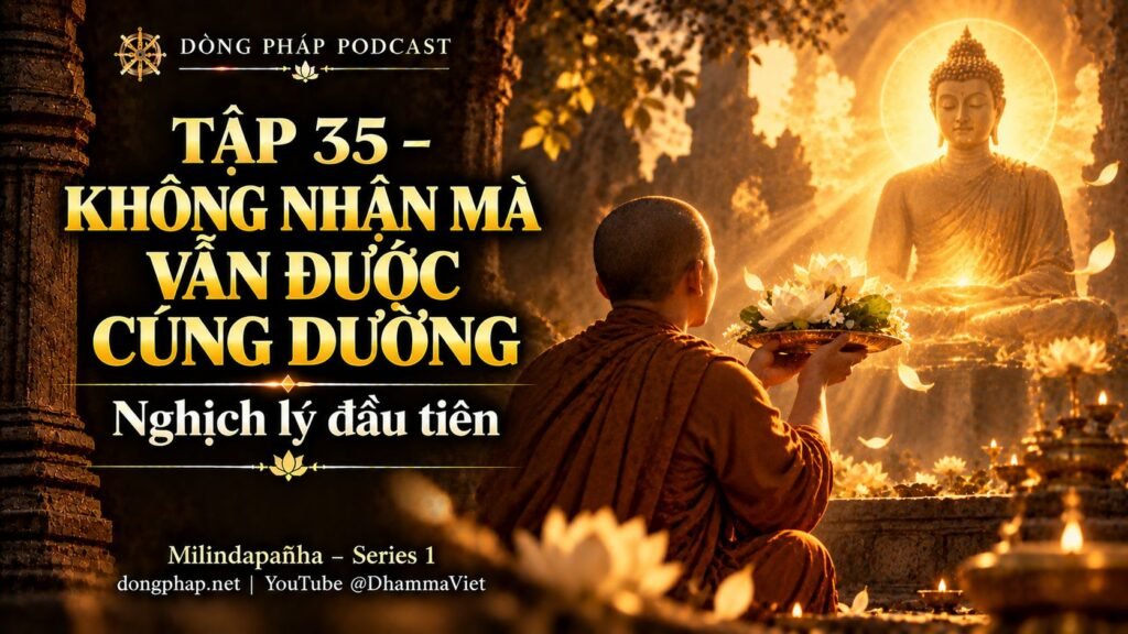 Ảnh bìa Tập 35 – Vì sao Đức Phật không nhận cúng dường mà vẫn được cúng dường? | Milindapañha – Milinda Vấn Đạo – Dòng Pháp Podcast