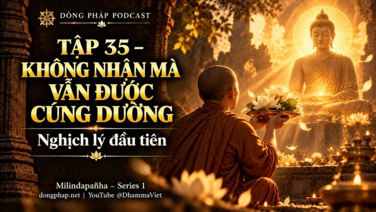 Ảnh bìa Tập 35 – Vì sao Đức Phật không nhận cúng dường mà vẫn được cúng dường? | Milindapañha – Milinda Vấn Đạo – Dòng Pháp Podcast