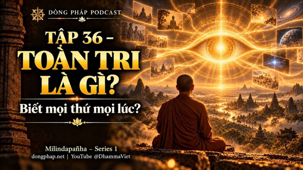 Ảnh bìa Tập 36 – Đức Phật toàn tri nghĩa là biết mọi thứ mọi lúc? | Milindapañha – Milinda Vấn Đạo – Dòng Pháp Podcast