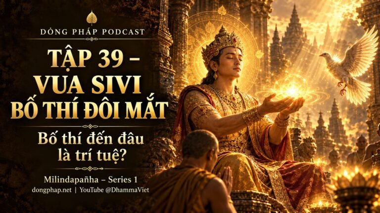 Ảnh bìa Tập 39 – Vua Sivi bố thí đôi mắt – bố thí đến đâu là trí tuệ? | Milindapañha – Milinda Vấn Đạo – Dòng Pháp Podcast
