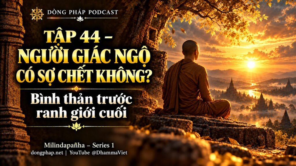 Ảnh bìa Tập 44 – Người giác ngộ có sợ chết không? | Milindapañha – Milinda Vấn Đạo – Dòng Pháp Podcast
