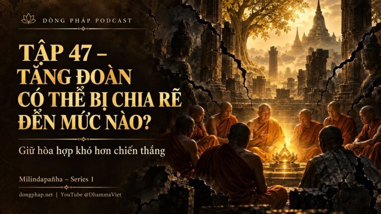 Ảnh bìa Tập 47 – Tăng đoàn có thể bị chia rẽ đến mức nào? | Milindapañha – Milinda Vấn Đạo – Dòng Pháp Podcast