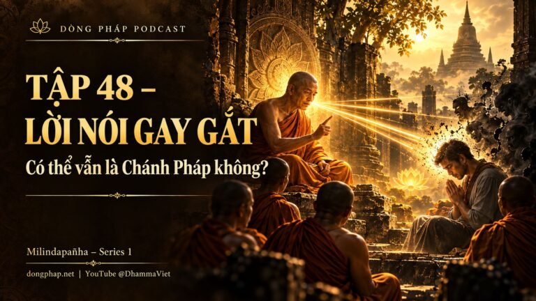 Ảnh bìa Tập 48 – Lời nói gay gắt có thể là Chánh Pháp không? | Milindapañha – Milinda Vấn Đạo – Dòng Pháp Podcast