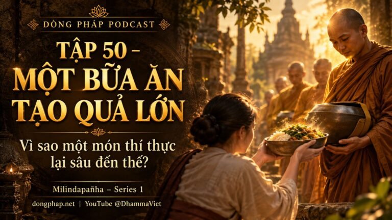 Ảnh bìa Tập 50 – Vì sao một bữa ăn có thể tạo quả lớn? | Milindapañha – Milinda Vấn Đạo – Dòng Pháp Podcast