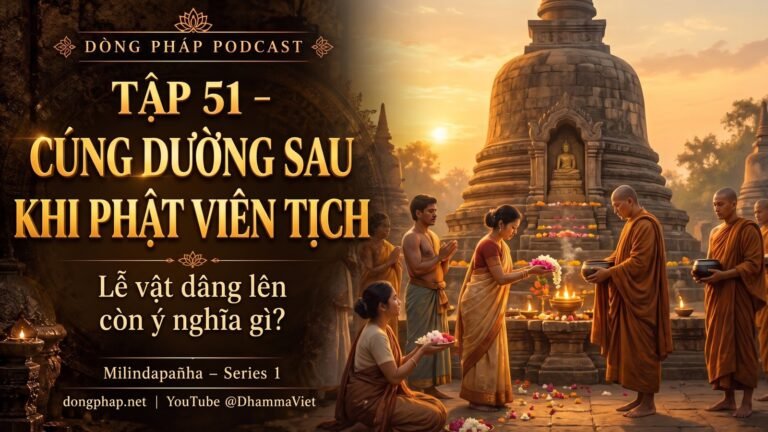 Ảnh bìa Tập 51 – Cúng dường Đức Phật sau khi Ngài đã viên tịch có ý nghĩa gì? | Milindapañha – Milinda Vấn Đạo – Dòng Pháp Podcast