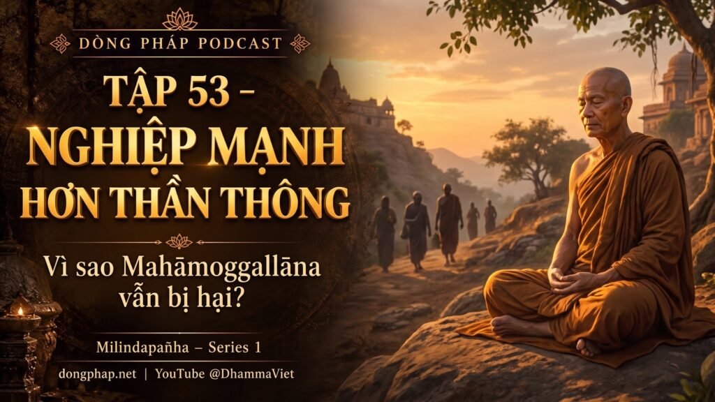 Ảnh bìa Tập 53 – Nghiệp mạnh hơn thần thông | Milindapañha – Milinda Vấn Đạo – Dòng Pháp Podcast
