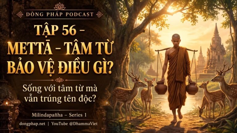 Ảnh bìa Tập 56 – Mettā – tâm từ thực sự bảo vệ điều gì? | Milindapañha – Milinda Vấn Đạo – Dòng Pháp Podcast