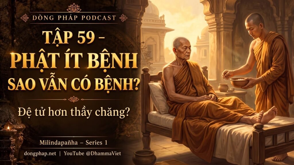 Ảnh bìa Tập 59 – Đức Phật ít bệnh nhưng tại sao vẫn có bệnh? | Milindapañha – Milinda Vấn Đạo – Dòng Pháp Podcast