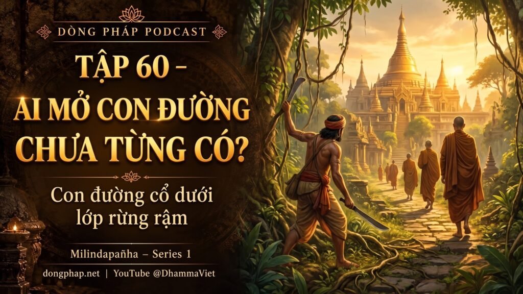 Ảnh bìa Tập 60 – Ai mở con đường chưa từng xuất hiện? | Milindapañha – Milinda Vấn Đạo – Dòng Pháp Podcast