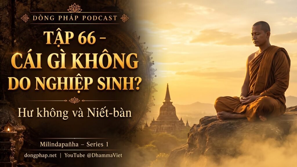 Ảnh bìa Tập 66 – Cái gì không do nghiệp sinh ra? | Milindapañha – Milinda Vấn Đạo – Dòng Pháp Podcast