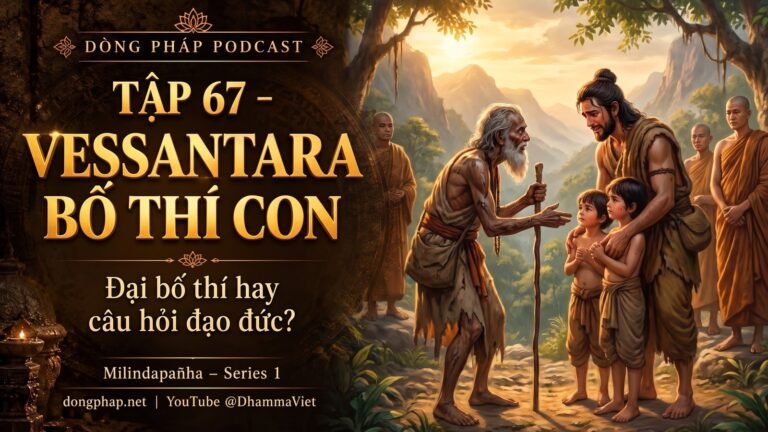 Ảnh bìa Tập 67 – Vessantara bố thí con – đại bố thí hay câu hỏi đạo đức? | Milindapañha – Milinda Vấn Đạo – Dòng Pháp Podcast