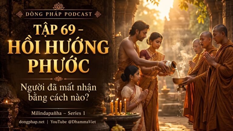 Ảnh bìa Tập 69 – Hồi hướng phước: người đã mất nhận bằng cách nào? | Milindapañha – Milinda Vấn Đạo – Dòng Pháp Podcast