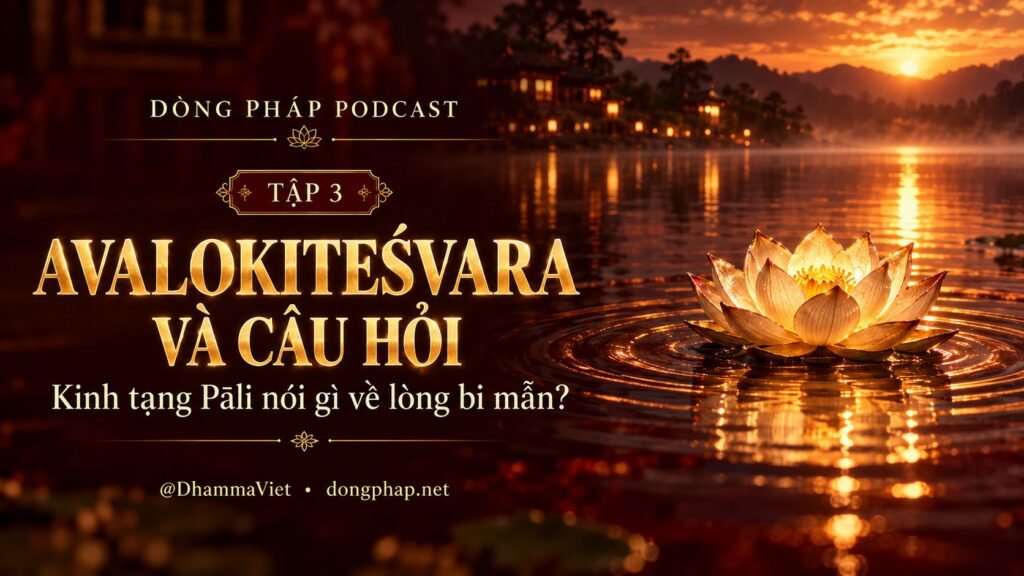 Ảnh bìa Tập 03 – Avalokiteśvara và câu hỏi: Kinh tạng Pāli nói gì về lòng bi mẫn? | Chú Đại Bi trong ánh sáng Kinh tạng Pāli – Dòng Pháp Podcast
