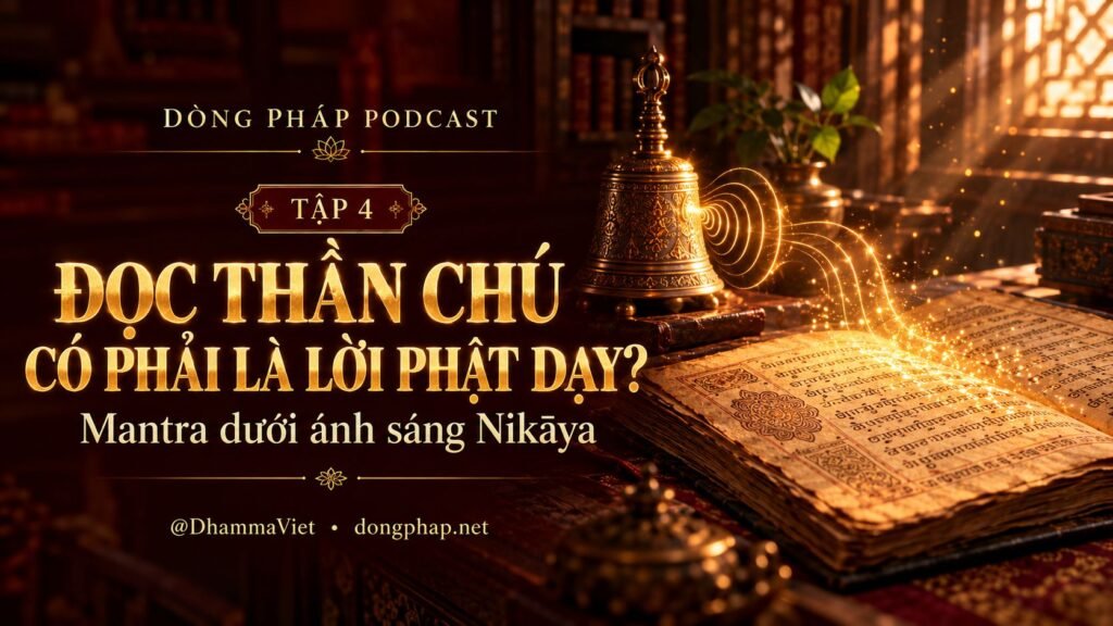 Ảnh bìa Tập 04 – Đọc thần chú có phải là lời Phật dạy? – Mantra dưới ánh sáng Nikāya | Chú Đại Bi trong ánh sáng Kinh tạng Pāli – Dòng Pháp Podcast
