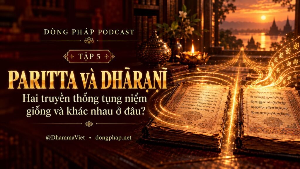 Ảnh bìa Tập 05 – Paritta và Dhāraṇī – Hai truyền thống tụng niệm giống và khác nhau ở đâu? | Chú Đại Bi trong ánh sáng Kinh tạng Pāli – Dòng Pháp Podcast
