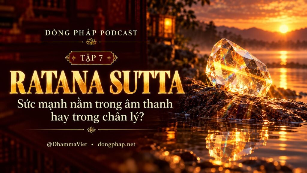 Ảnh bìa Tập 07 – Ratana Sutta – Sức mạnh nằm trong âm thanh hay trong chân lý? | Chú Đại Bi trong ánh sáng Kinh tạng Pāli – Dòng Pháp Podcast