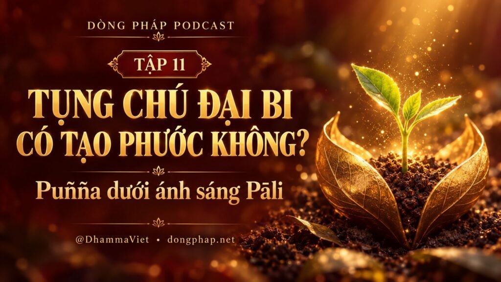 Ảnh bìa Tập 11 – Tụng Chú Đại Bi có tạo phước không? – Puñña dưới ánh sáng Pāli | Chú Đại Bi trong ánh sáng Kinh tạng Pāli – Dòng Pháp Podcast
